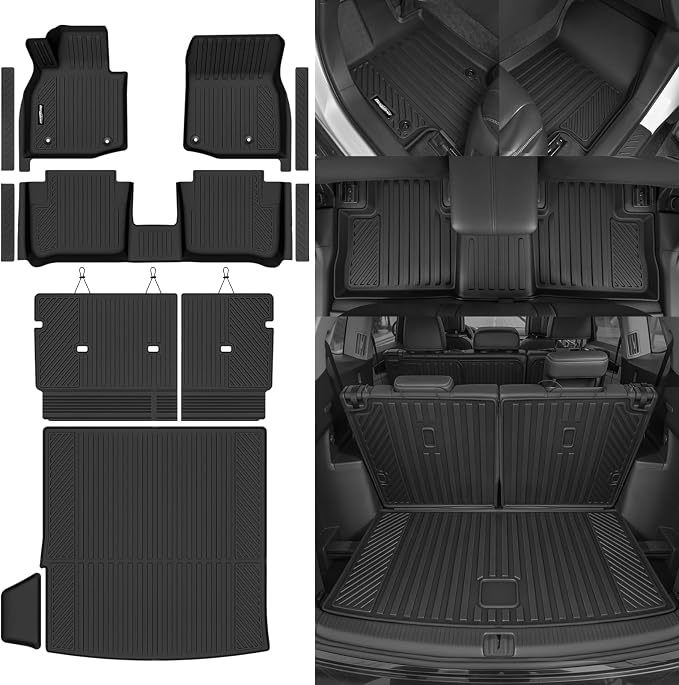 Floor Mats for Mazda CX-50 Hybrid 2025 2026 (Not for Gas), Trunk Mat and Backrest Mat & Door Sill Guard All Weather TPE Protector for Mazda CX-50 Hybrid Accessories Floor Liner