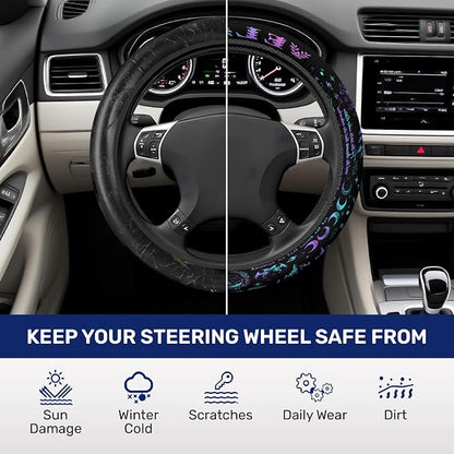 GENANY Velaris Night Court Steering Wheel Cover, Non Slip Polyester Car Wheel Protector for Car SUV Truck, Universal 15 Inch