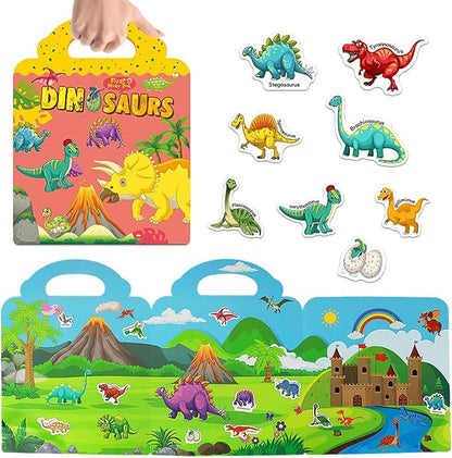 Reusable Sticker Book for Kids, 5 Sets Educational Learning Toys Travel Stickers Activity Books for Toddler Girls Boys Age 3+ Birthday Gifts - Fairy, Ocean, Farm, Dinosaur & Animals
