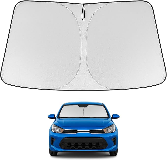 Proadsy 2026 Upgrade Windshield Sun Shade Custom Fit 2018-2023 Kia Rio Foldable Front Sunshade Protector Sun Visor Blocks UV Rays Keep Car Cooler