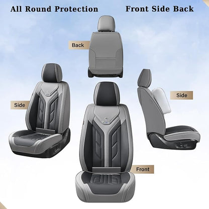 Coverado Seat Covers, Car Seat Covers Front Seats, Leather Seat Covers for Cars, Automotive Seat Covers Car Seat Protector Car Seat Cushion Universal Fit for Most Sedans SUV Pick-up Truck(Gray&Black)