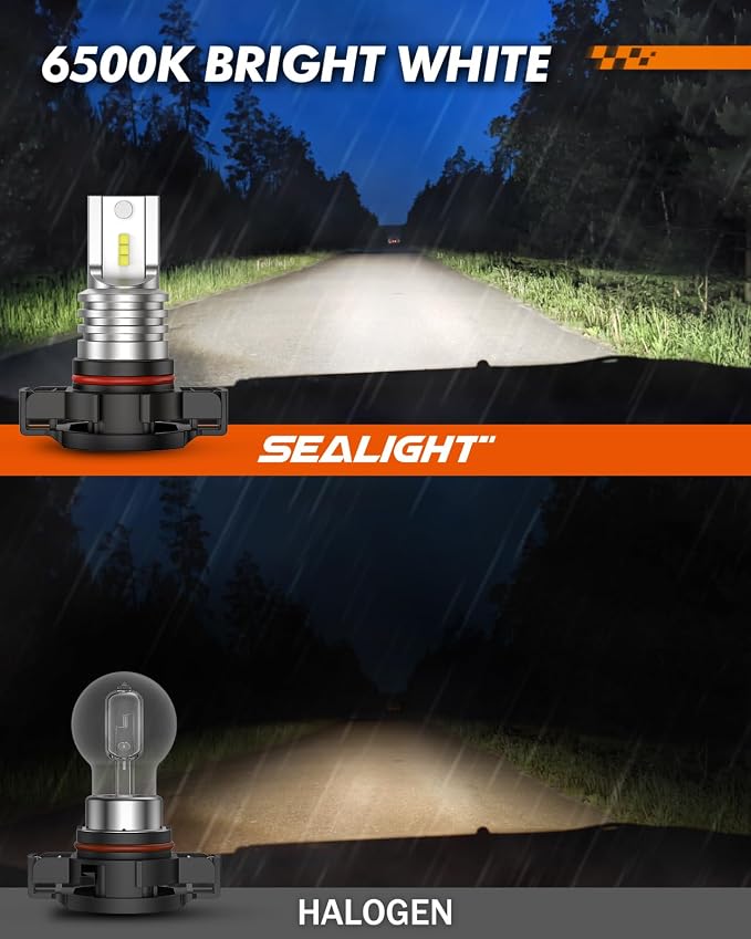 SEALIGHT 5201/5202 LED Fog Light Bulbs, Real 1:1 100% Successful Installation, 6500K Cool White Fog Light Bulb, PS24W/PS19W LED Fog Lights For Cars, Clearance Light Marker Light Plug-N-Play Pack of 2