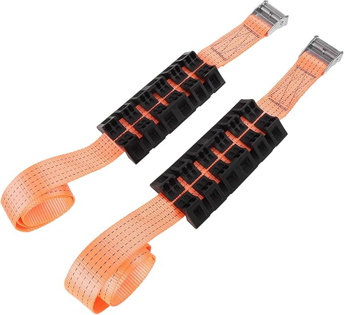 2 Pcs Snow Tire Strap, Tire Traction Straps Strong Grip Get Unstuck From Snow Mud Anti Skid Emergency Tire Straps with Gloves for Truck SUV