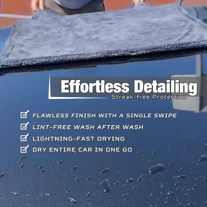 XL Car Drying Towel, 1300 GSM Professional Car Towel with Double Twisted Loop, Car Drying Towels Extra Large Super Absorbent, Microfiber Drying Towels for Cars, Trucks, SUVs - 40"x24", Gray