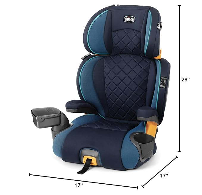 Chicco KidFit Zip Plus 2-in-1 Belt-Positioning Booster Car Seat, Backless and High Back Booster Seat, for Children Aged 4 Years and up and 40-100 lbs., Seascape/Blue