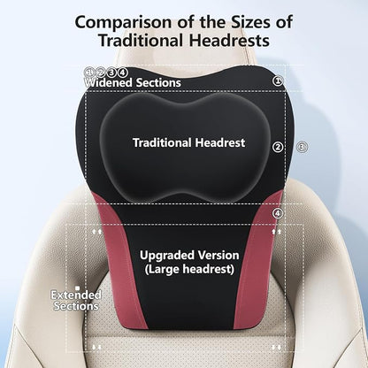 BABUR Car Neck Pillow for Driving Seat, Memory Foam Car Headrest Pillow, Ergonomic Neck Support, Breathable Removable Cover, Adjustable Strap, Pain Relief for Long Drives, Universal Fit | Red