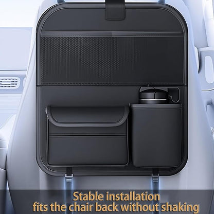 Backseat Car Organizer, Seat Organizer with 5 Storage Pockets for Travel, Black A