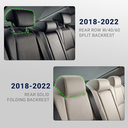 Custom for Honda Accord Seat Covers 2018 2019 2020 2021 2022 LX, Faux Leather Car Seats Cover Full Set (Rear Solid Folding backrest) - Black Grey
