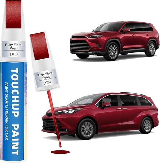 Ruby Flare Pearl(3T3) Touch Up Paint for Toyota 2-in-1 Car Scratch Repair Pen for Rock Chips, Door Scratches & Paint Nicks Exact Color Match Quick Dry DIY Fix for RAV4 Camry Corolla