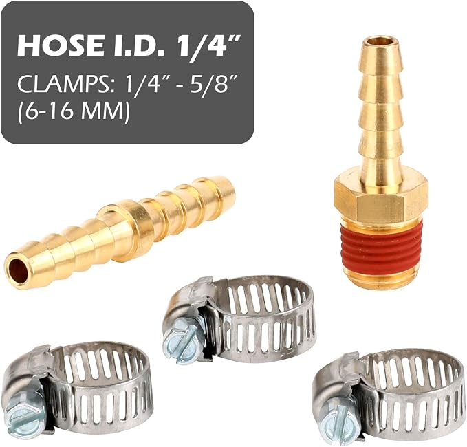 Hromee Air Hose Fittings 1/4 Inch NPT Brass Quick Connect Coupler and Plug, 20 Pieces Air Compressor Accessory Kit with Blow Gun and Tire Gauge