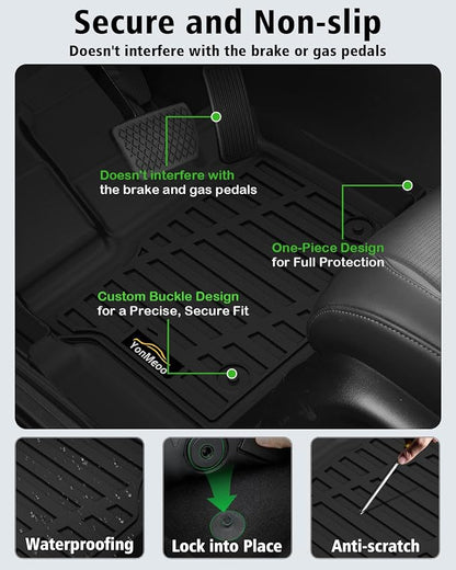 Floor Mats Custom Fit for Ford F150/F-150 2026 2015-2025 SuperCrew Cab (Includes 22-25 Lightning Models) All Weather TPE Rubber Floor Liners Anti-Slip Full Set for Ford F-150 2026 Accessories