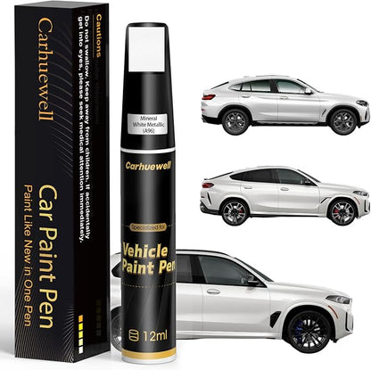 Mineral White Metallic(A96) Touch Up Paint Compatible with BMW, Exact Match Car Paint Pen Automotive Scratch Repair Remover Kit Quick & Easy Solution for Vehile Chips and Nicks