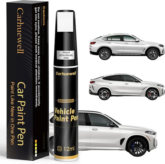 Mineral White Metallic(A96) Touch Up Paint Compatible with BMW, Exact Match Car Paint Pen Automotive Scratch Repair Remover Kit Quick & Easy Solution for Vehile Chips and Nicks