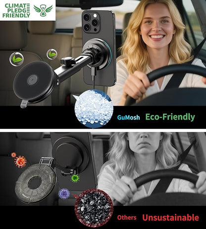 for Mag-Safe Car Mount Charger Dash Vent Windshield Wireless Car Charger with LED Light, Strong Magnetic Phone Holder for Car for iPhone 17 16 15 14 13 12 Series(Cyan)