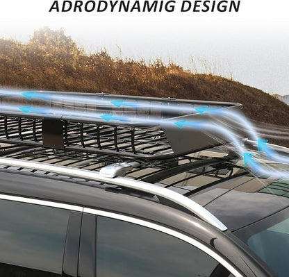 FORWODE 250LBS Universal Roof Rack Basket, 64"x39"x6" Rooftop Cargo Carrier Rack + Waterproof Cargo Bag 15 Cubic Feet(43"x34"x17")