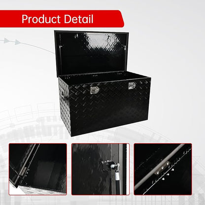 44''Inch Aluminum Truck Tool Box Truck Bed Toolbox Truck Trailer Chest Box Trailer Underbody Storage Organizer Waterproof Square Storage Organizer w/Lock & Keys Black(‎44" x24''x24'')