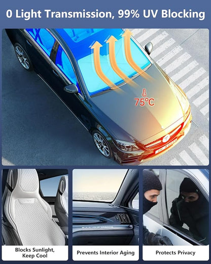 Windshield Sun Shade Umbrella for Car, Foldable Car Windshield Sunshade UV Block Heat Insulation, Fits Sedan SUV Truck, Compatible with Camry Accord Civic CRV Model Y Ideal Gifts for Men & Women