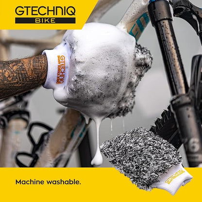 Gtechniq Bike Microfiber Wash Mitt | Ultra Low-Friction Glide, Inner Foam Core Holds High Volume of Wash Suds, Polyester Fibers Capture and Release Contaminants, Minimizes Swirls, Durable | bike-oils