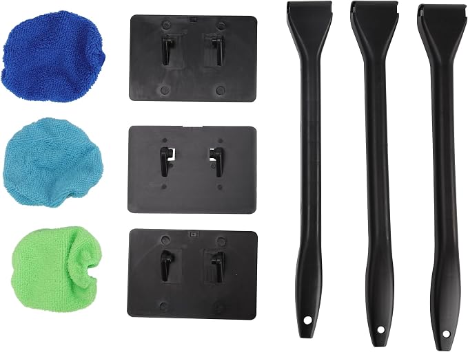 Windshield Cleaner Tool-Car Interior Window Cleaning Kit with Handle & 3 Microfiber Pads, Auto Inside Windshield Wiper Brush Washer Towel for Car & Home Windows