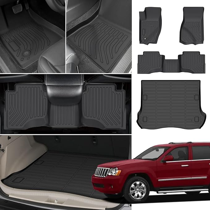Floor Mats for Jeep Grand Cherokee 2005 2006 2007 2008 2009 2010, Grand Cherokee WK Laredo, Limited, Summit Floor Mats, TPE Summer Winter Non-Slip Floor Liners Car Accessories