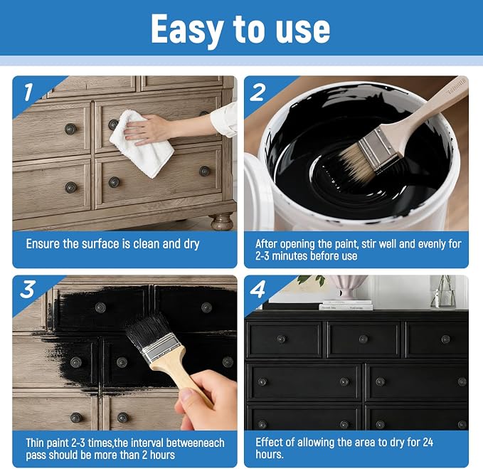 Black Paint 150ML Acrylic Black Paints for Metal, Furniture, Cabinets, Wood, Appliances, Clay, DIY Crafts, Walls, Acrylic Enamel Multi Surface Water Based Fast Drying, 5.3 Fl Oz