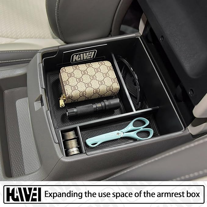 HGWEI Center Console Organizer Compatible with Kia Carnival KA4 MPV 2022 2023 2024 2025 2026 Accessories Armrest Storage Box, Secondary Insert Tray Coin Holder, Black