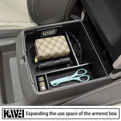 HGWEI Center Console Organizer Compatible with Kia Carnival KA4 MPV 2022 2023 2024 2025 2026 Accessories Armrest Storage Box, Secondary Insert Tray Coin Holder, Black