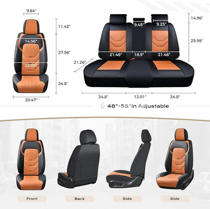 Coverado Front Seat Cover, 2 PCS Leather Car Seat Covers, Black&Brown Seat Cover for Cars, Waterproof Car Seat Protector, Automotive Seat Cover, Universal Car Seat Cushion Fit for Most Sedan SUV Truck