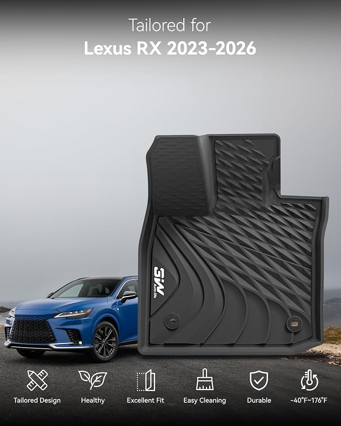 3W Floor Mats & Cargo Liner for Lexus RX/RX350/RX 350h/RX500h 2023-2025 2026 (Not fit Lexus RX450h+ PHEV), TPE All Weather Custom Fit Floor Liner & Trunk Mats 1st &2nd Rows Car Mats & Cargo Mat, Black
