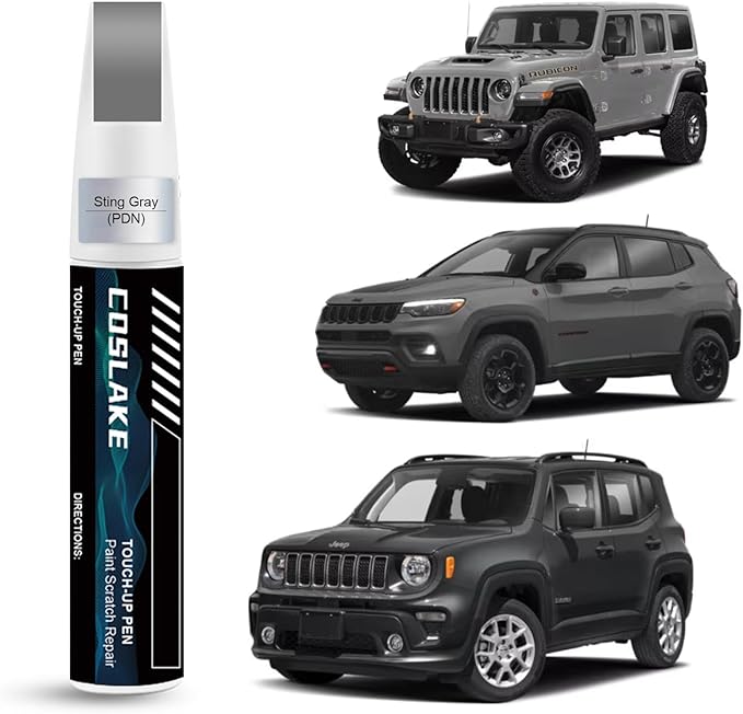 Car Touch Up Paint(Sting Gray(PDN)) for Jeep, Car Paint Scratch Repair Kit, Quick & Easy Solution to Repair, 2 in 1 Scratch Remover Pen with Color-Matched