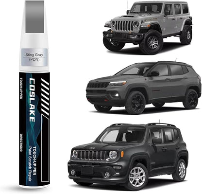 Car Touch Up Paint(Sting Gray(PDN)) for Jeep, Car Paint Scratch Repair Kit, Quick & Easy Solution to Repair, 2 in 1 Scratch Remover Pen with Color-Matched