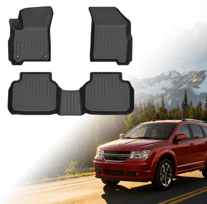 Floor Mats for Dodge Journey 2011 2012 2013 2014-2016 2017 2018 2019 2020, TPE 2015 Journey Floor Mats 1st & 2nd Row, TPE Waterproof Summer Winter Non-Slip All Weather Floor Liners Car Accessories