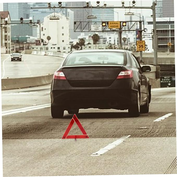 VOSAREA Safety Triangle Reflective Warning Sign for Vehicles High Visibility Roadside Kit for Car Breakdowns and Traffic Safety Easy to up Reflector