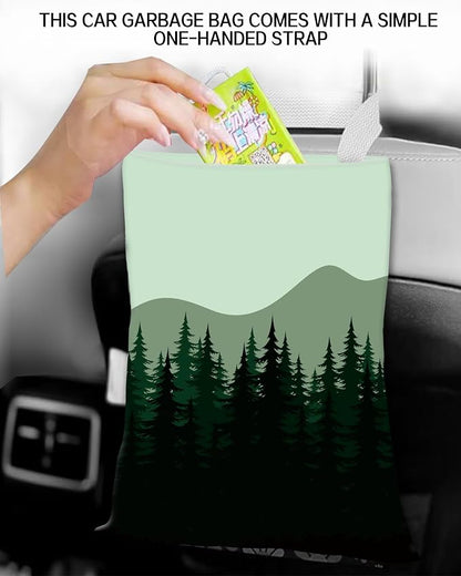 Car Garbage Can, Hanging Car Trash Can Bag for Vehicle, Travelling, Camping, Cute Car Back Seat Organizer, Dark Mountain