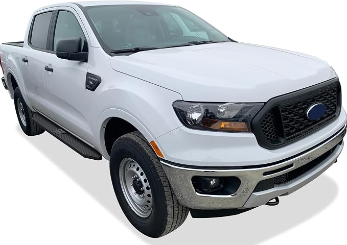 APS 6-inch (Black Stainless Steel Powder Coated Flat Style) Running Boards Nerf Bars Side Steps Compatible with Ford Ranger 2019-2026 SuperCrew Cab 4-Door