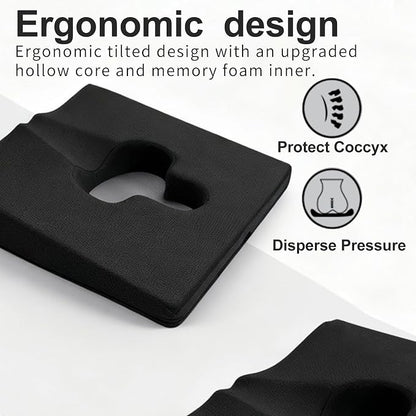 Gel Wheelchair Seat Cushion,Bed Sore Cushions for Butt,hemorrhoid pillow for Chair,Pressure Sore cushion,Memory Foam Butt Pillow,Sciatica,Coccyx,Pressure Ulcer Pain Relief,Washable Cover(Black