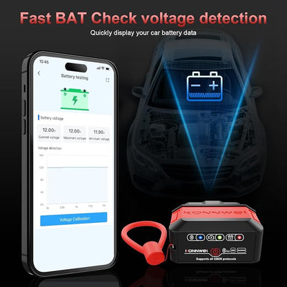 KONNWEI KW906 Red OBD2 Scanner Bluetooth (Red)