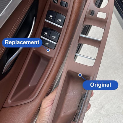 Door Handle Cover Kit for BMW 5 Series 520 523 525 528 530 535 F10/F11/F18 2010-2016, Driver & Passenger Side Window Switch Armrest Trim for Left-Hand Drive Models (Red Wine)