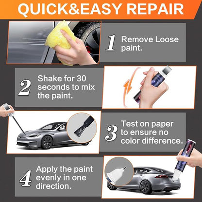 (Midnight Silver Metallic PMNG) Car Touch up Paint Compatible with Tesla Model Y/3/X/S, Premium Car Scratch Remover for Deep Scratches, Car Paint Pen Scratch Repair Two-In-One Touch Up Paint