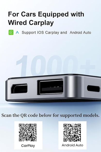 Wireless CarPlay & Android Auto AI Box, 4K HDMI for Wired CarPlay Cars