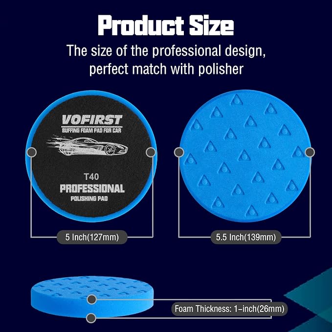 Buffing Pads Esponja para Pulir Carros, 3Pcs Polishing Pad 5.5 Inch Face for 125mm Backing Plate Compound Buffing Sponge for Car Buffer Polisher Compounding, Polishing and Waxing