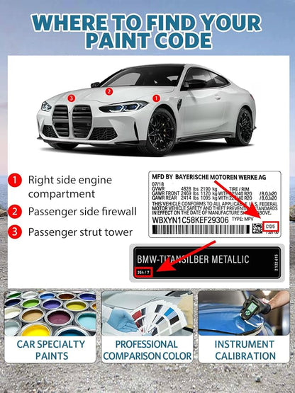 A83 Glacier Silver Metallic Touch Up Paint for BMW, Color Exact Match Car Paint Scratch Repair Remover Pen Kit Quick & Easy Fix Vehicle Chips and Automotive Nicks Scuff