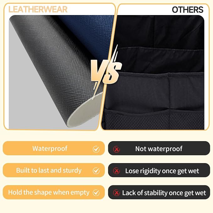 Trunk Organizer for SUV, Collapsible Leather Trunk Organizer for Car with Lid Car Storage for Sedans, Truck, Van, Jeep (Black, 37 x 11.4 x 12.2in)