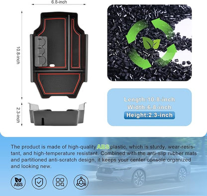 2023-2025 2026 Accord Hybrid Center Console Organizer for Honda Accord (LX/SE/EX/EX-L/Sport/Sport-L/Touring), Durable ABS Plastic Console Tray Insert 2026 Accord Accessories w/Coin Holder (Red)