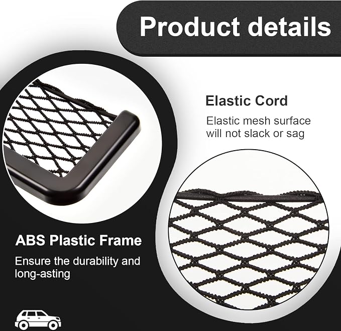 Frienda 2 Pcs Boat Storage Net Bag, ABS Plastic Car Framed Mesh Net Holder, Phone & Cargo Organizer with Screws for Auto, Rv, Boat, Pontoon, Truck Pocket Storage (8 x 3 Inch)