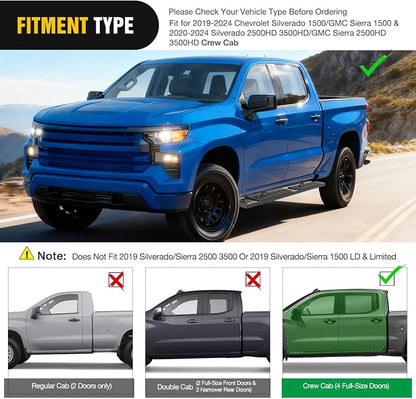 Nilight Running Boards for 2019-2026 Chevy Silverado/GMC Sierra 1500 Crew Cab 2020-2026 Silverado/GMC Sierra 2500HD 3500HD 6 Inch Aluminum Bolt-on Side Step Nerf Bars