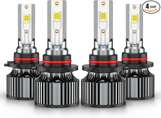 Compatible for Honda Civic Sedan High Low Beams Bulbs 2004 2005 2006 2007 2008 2009 2010 2011 2012 2013 2014 2015, White Powersports Lights With Cooling Fan, Plug-n-Play, for Off-Road Use, Pack of 4