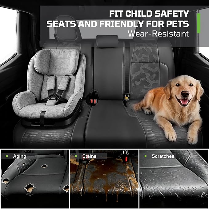 Fit for Tacoma 2024-2026 Car Seat Covers,Custom Car Seat Covers Full Set 5-Seat Car Seat Protector,Waterproof Comfortable Luxury Leather Seat Covers-Full Coverage Automotive Seat Covers Design(Black)