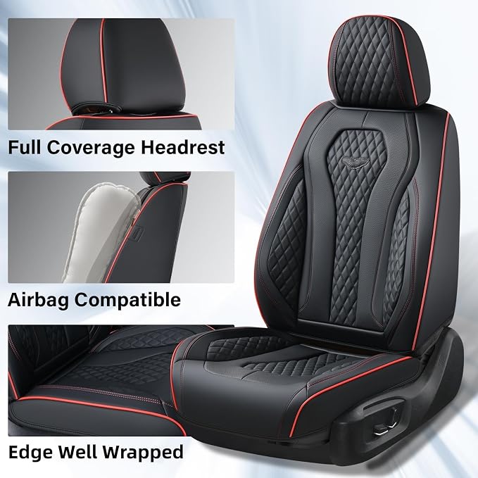 Coverado Automotive Seat Covers, Leather Seat Covers Front Seat, Black Car Seat Covers, Luxury Car Seat Covers, Seat Cushion, Front Driver Seat Covers, Car Seat Protector Universal Fit Most Cars