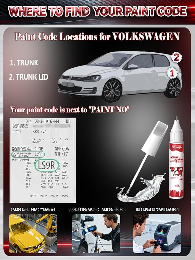 LD7X/2R Platinum Gray Metallic Car Touch Up Paint for Volkswagen, Color Accurate Two-In-One Car Paint Scratch Repair Pen, Professional Scratch Remover for Vehicles Chips and Nicks Scuff